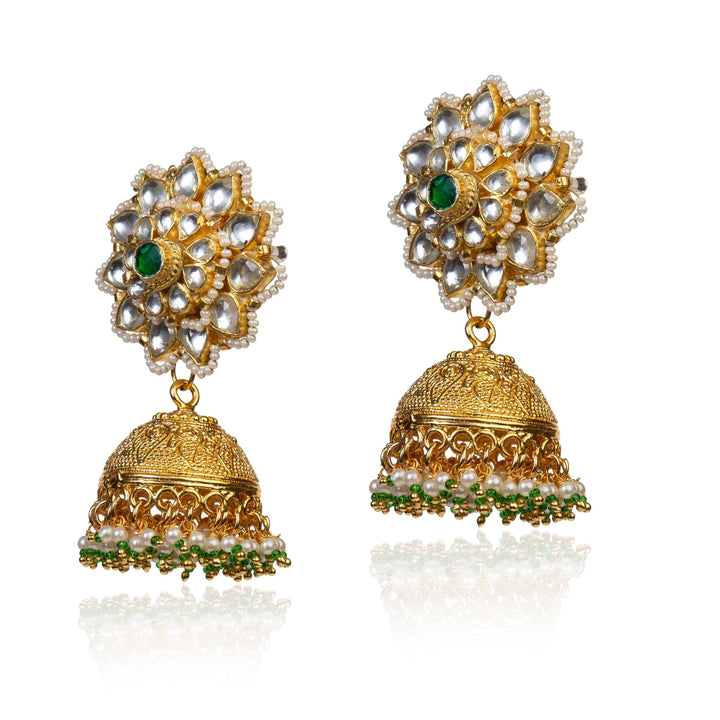 Bracelet Choker With Green Stone And Jhumki Riana by Shikha Jindal - Fabilicious Fashion