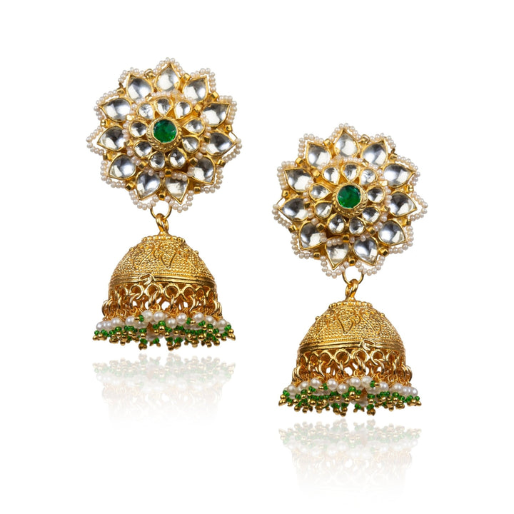 Bracelet Choker With Green Stone And Jhumki Riana by Shikha Jindal - Fabilicious Fashion