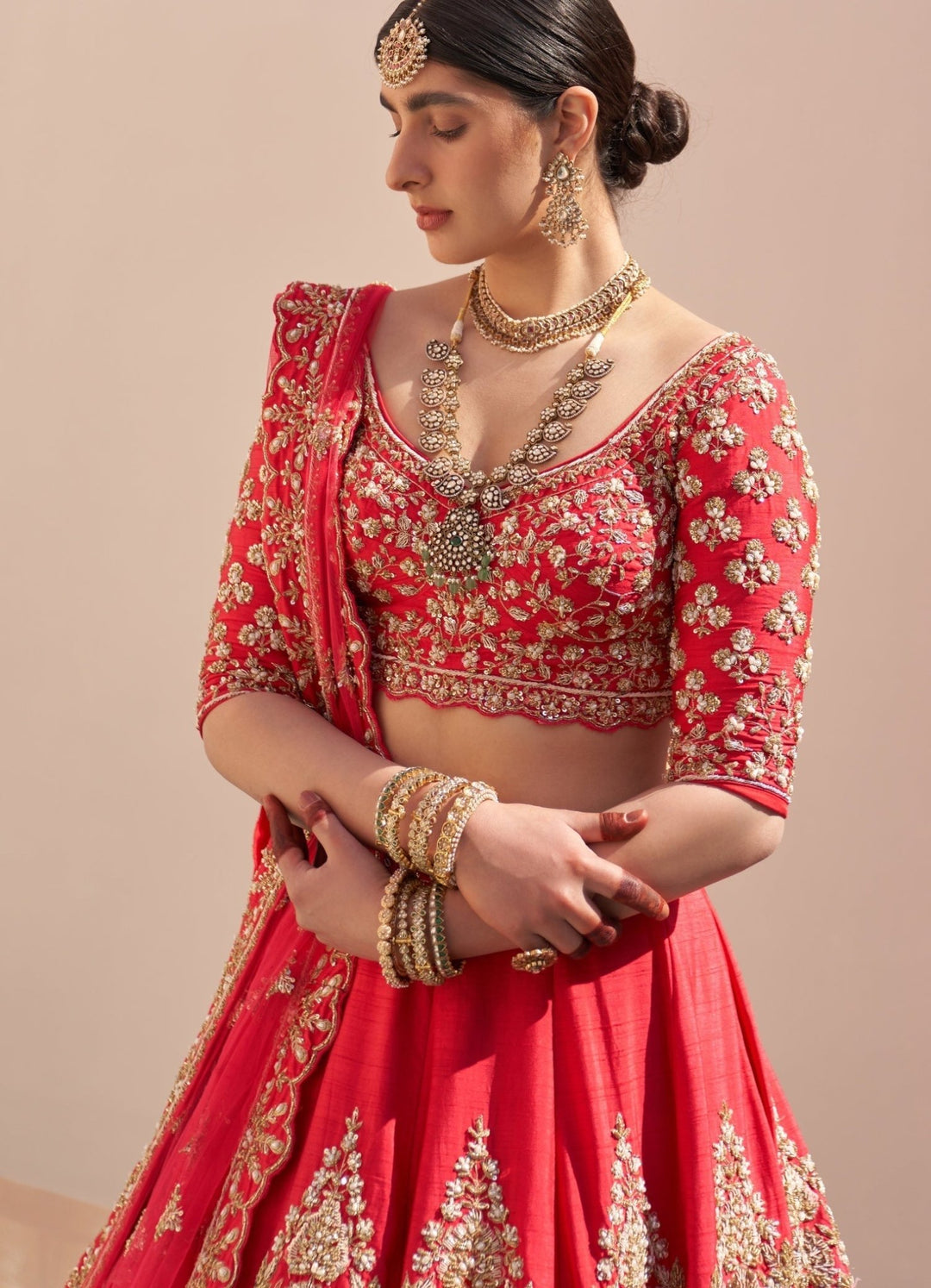 Bridal lehenga with two dupatta discount