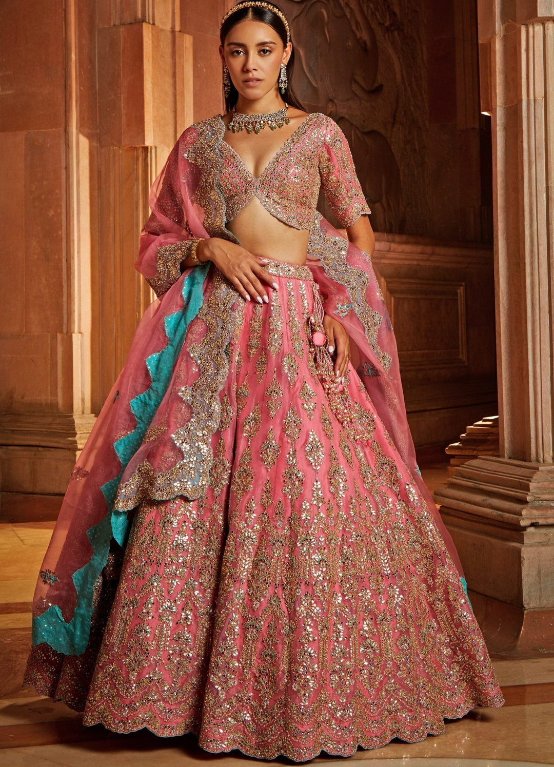 Bubble Gum Pink Organza Lehenga Set Nitika Gujral - Fabilicious Fashion