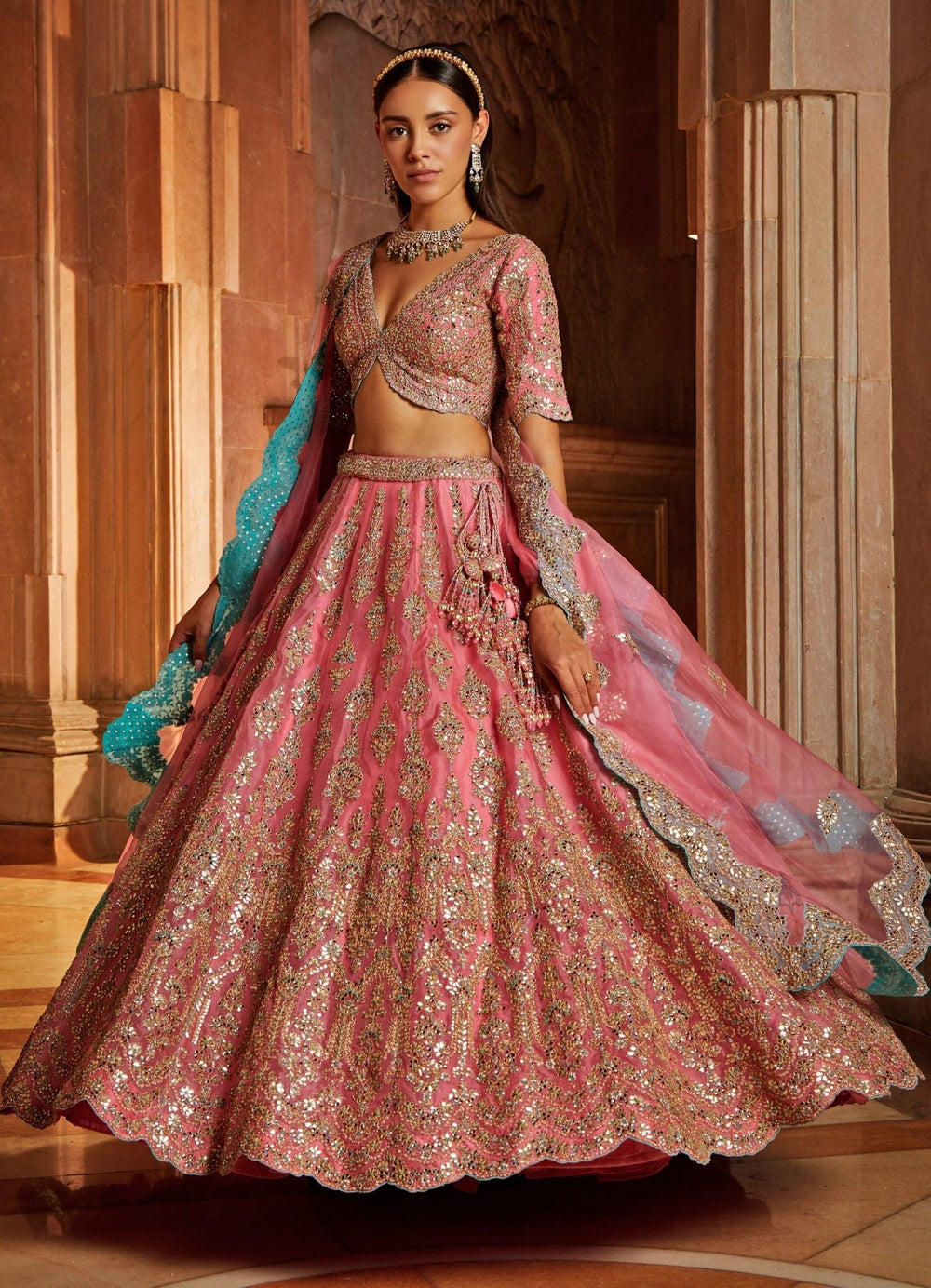 Bubble Gum Pink Organza Lehenga Set Nitika Gujral - Fabilicious Fashion