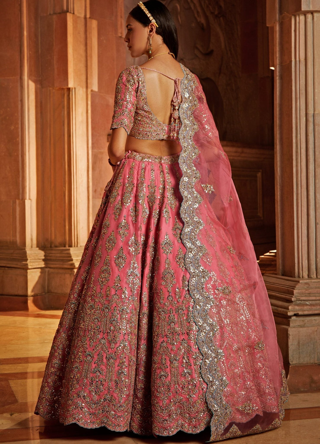 Bubble Gum Pink Organza Lehenga Set Nitika Gujral - Fabilicious Fashion
