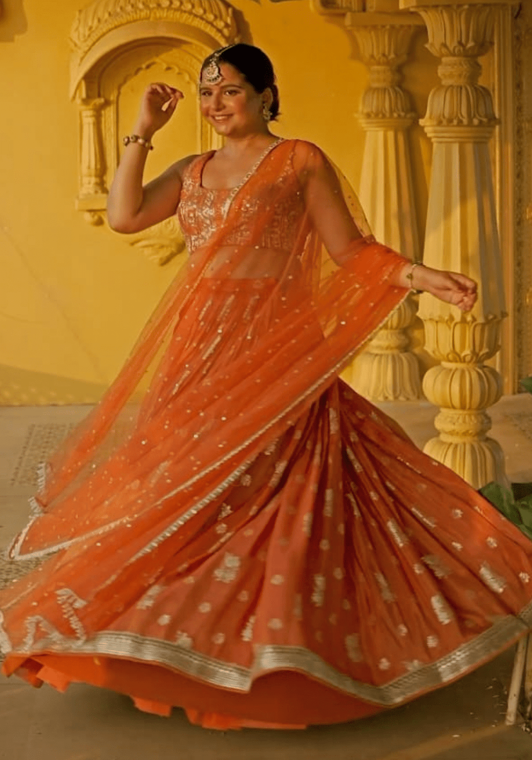 Chamee and Palak Burnt Orange Embroidered Lehenga SetFabilicious Fashion