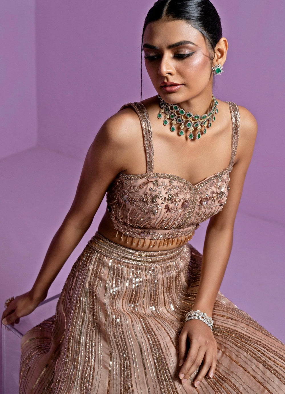 Caramel Hued Gold Pure Organza Lehenga Set Parul Gandhi - Fabilicious Fashion