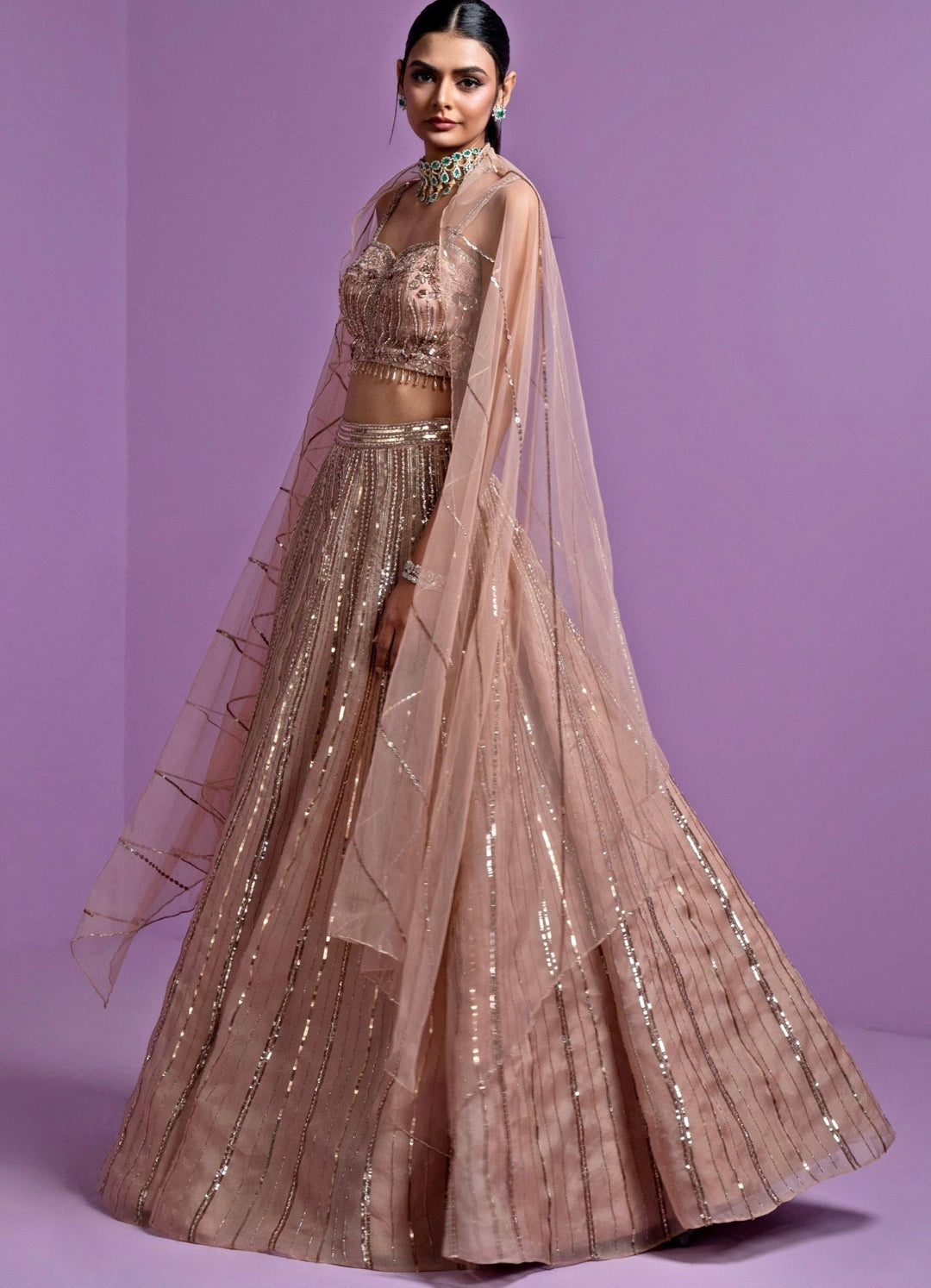 Caramel Hued Gold Pure Organza Lehenga Set Parul Gandhi - Fabilicious Fashion