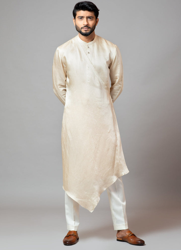 Champagne Drape Kurta With Embroidered Sleeves Smriti - Fabilicious Fashion