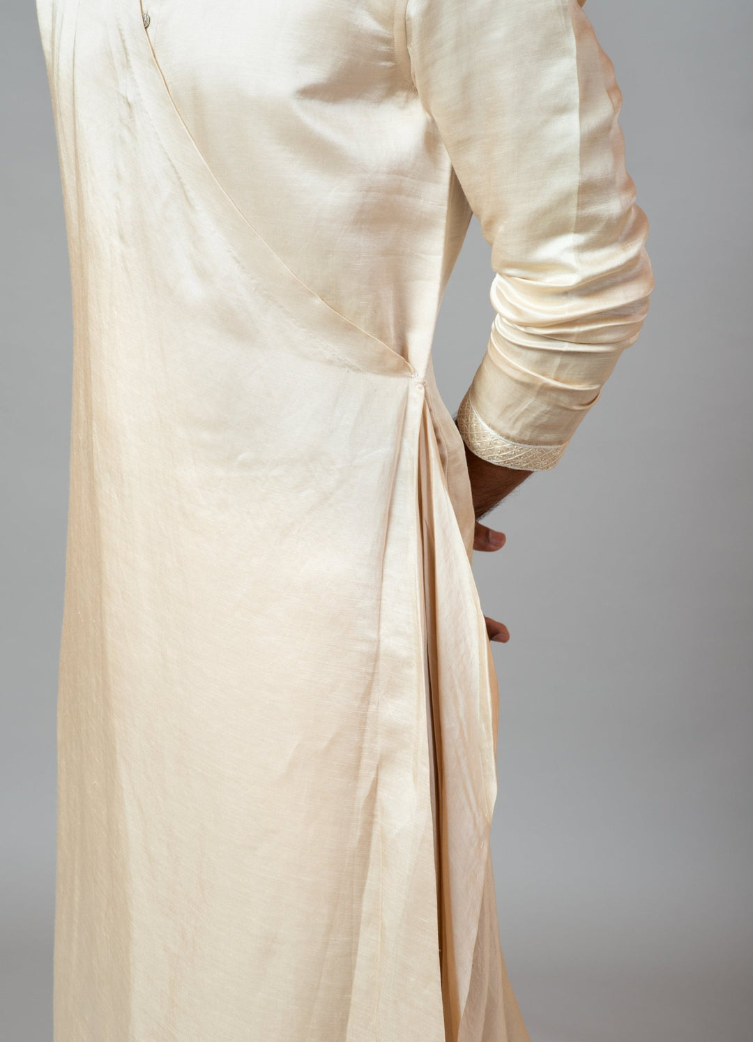 Champagne Drape Kurta With Embroidered Sleeves Smriti - Fabilicious Fashion