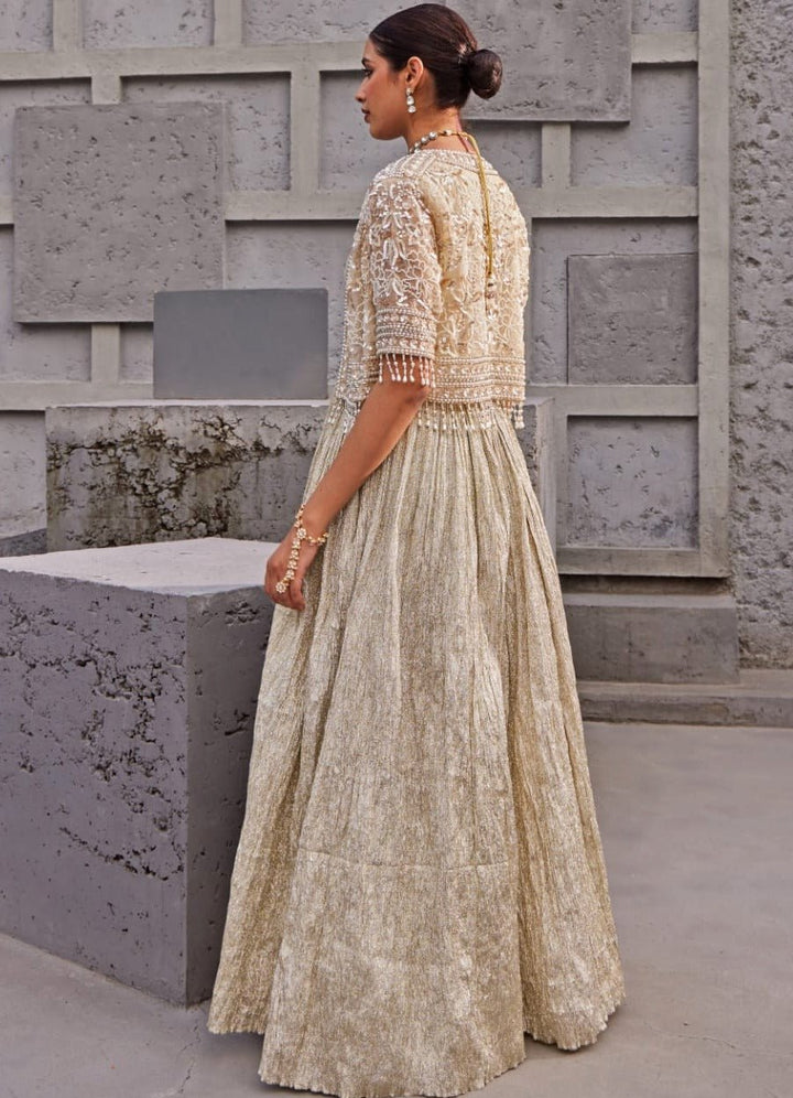Champagne Gold Crush Shimmer Anarkali Set Nidhika Shekhar - Fabilicious Fashion