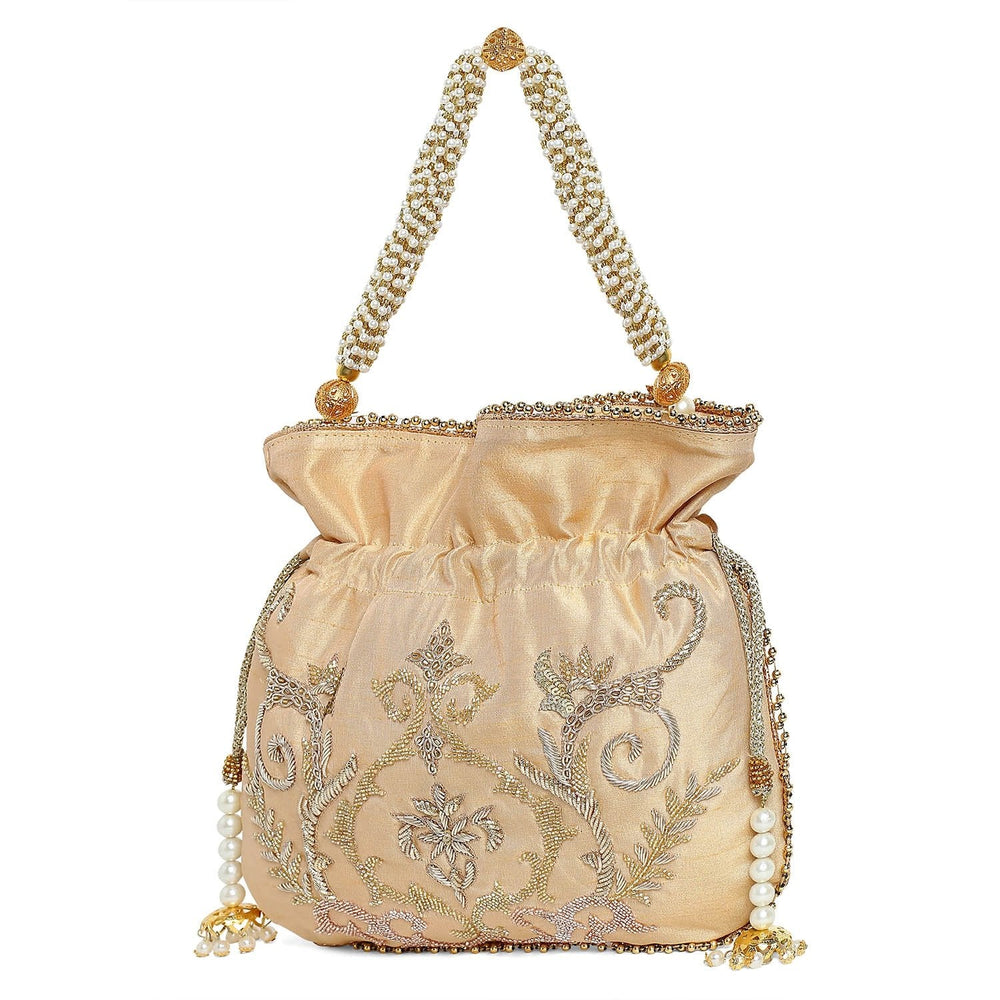 Champagne Gold Pearl Potli The Purple Sack - Fabilicious Fashion