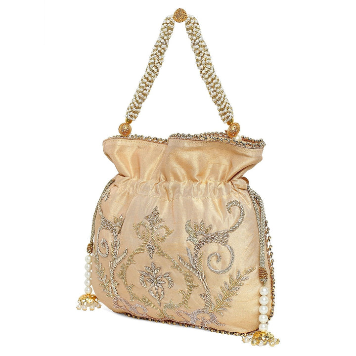 Champagne Gold Pearl Potli The Purple Sack - Fabilicious Fashion
