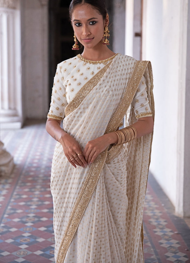 Chandni Ivory Saree Set Renee - Fabilicious Fashion