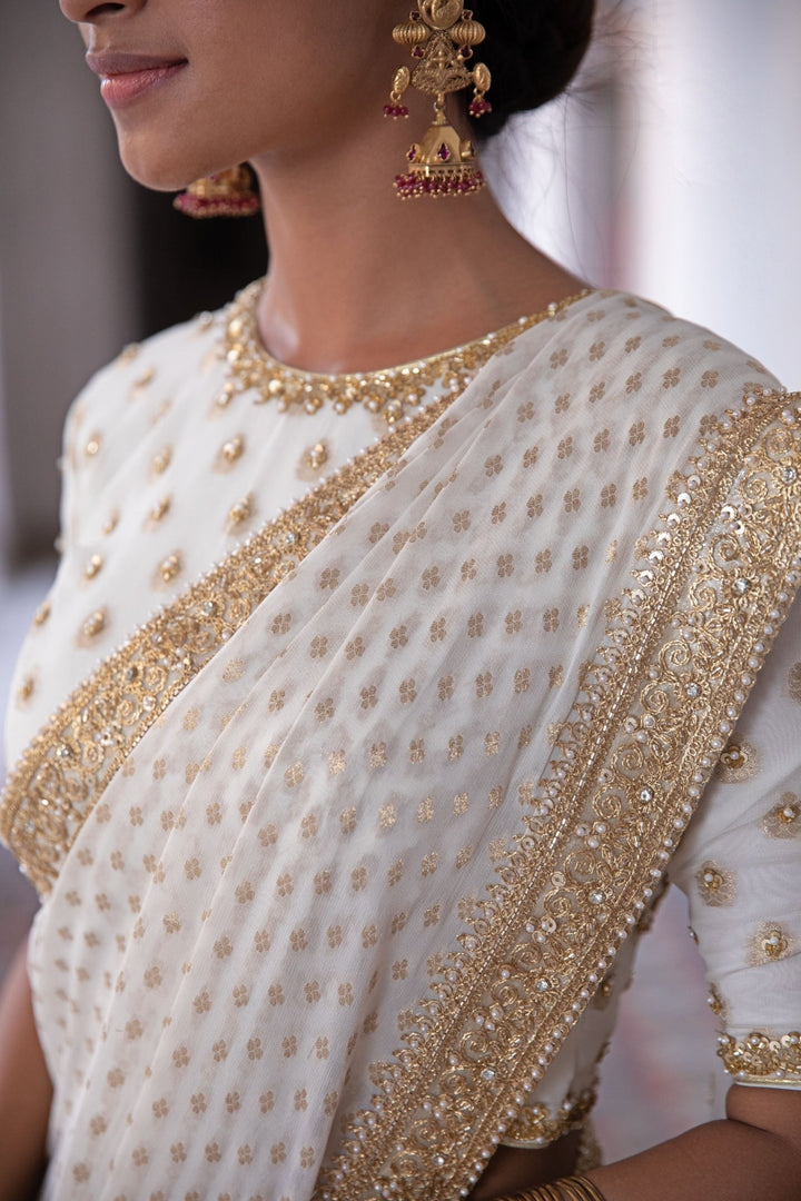 Chandni Ivory Saree Set Renee - Fabilicious Fashion