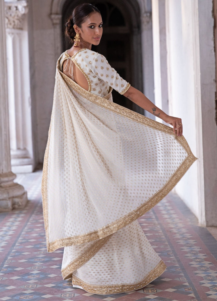Chandni Ivory Saree Set Renee - Fabilicious Fashion
