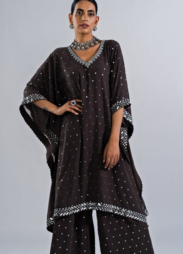 Charcoal Grey Kaftan Set Vvani by Vani Vats - Fabilicious Fashion