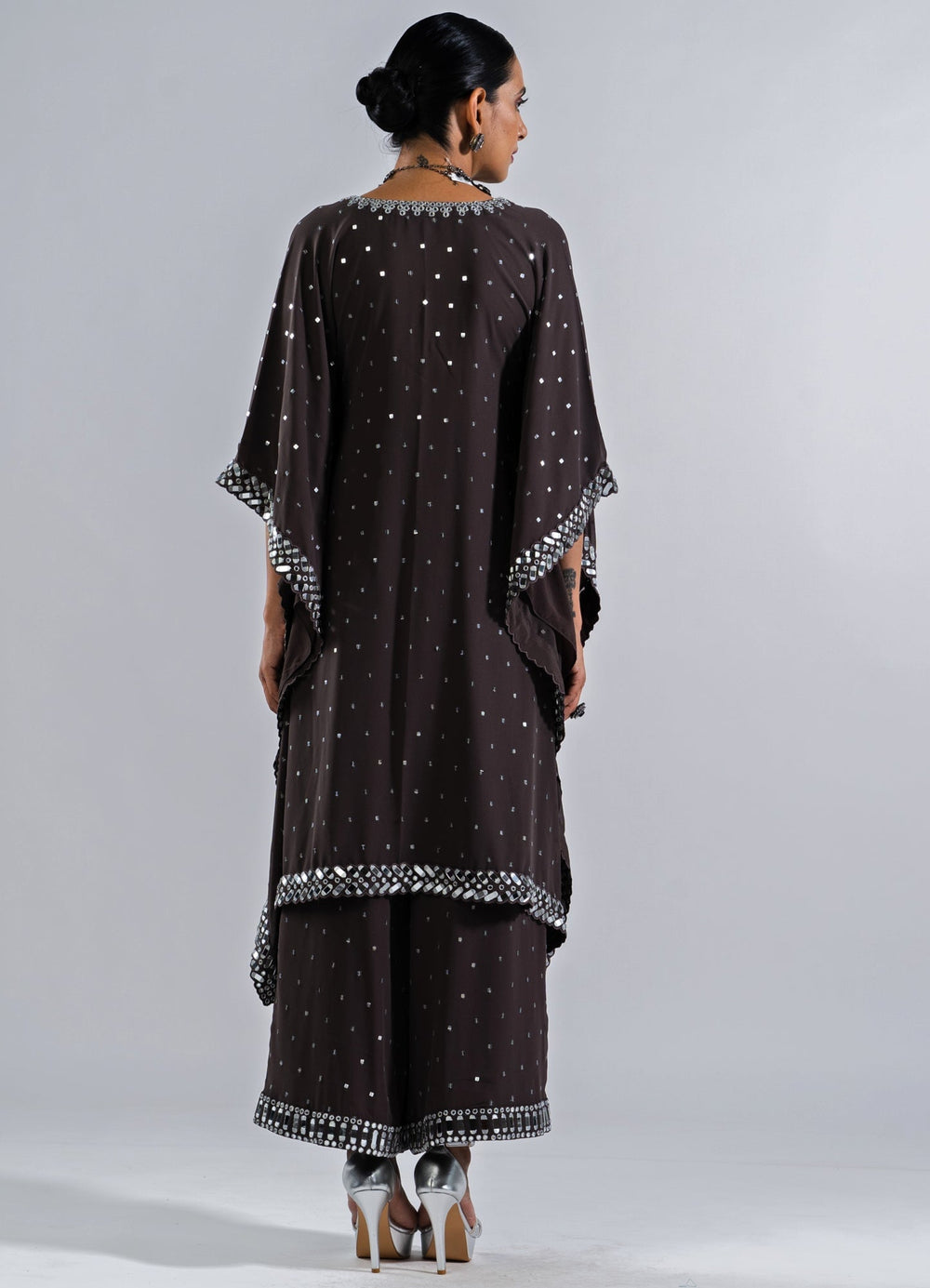 Charcoal Grey Kaftan Set Vvani by Vani Vats - Fabilicious Fashion