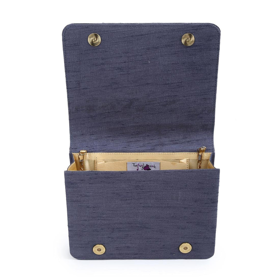 Charcoal Grey Sequinned Toucan Clutch The Purple Sack - Fabilicious Fashion
