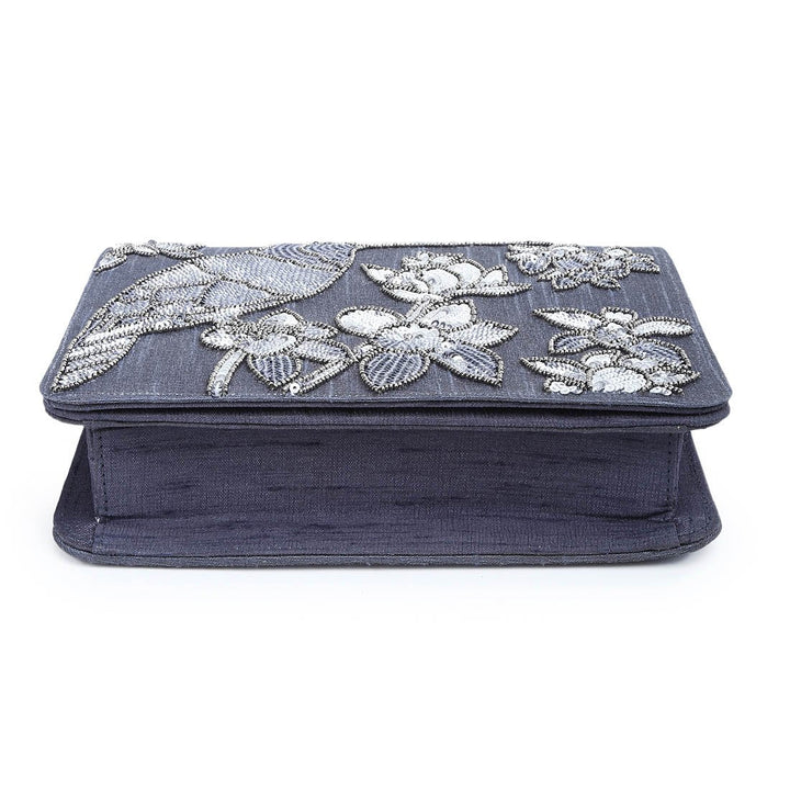 Charcoal Grey Sequinned Toucan Clutch The Purple Sack - Fabilicious Fashion