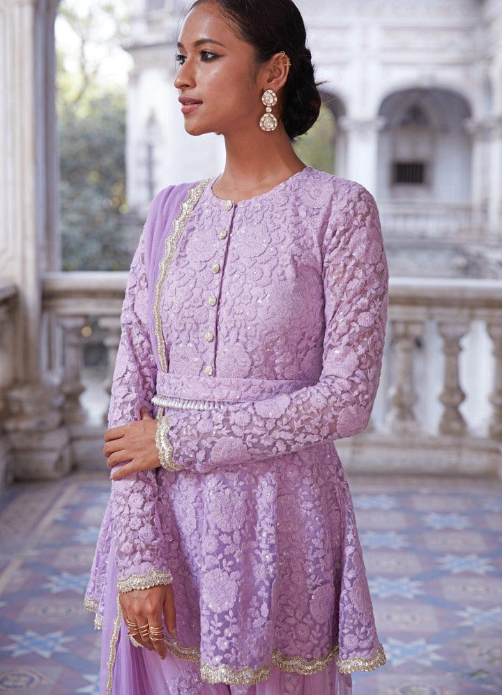 Chaya Lilac Kurta Sharara Set Renee - Fabilicious Fashion