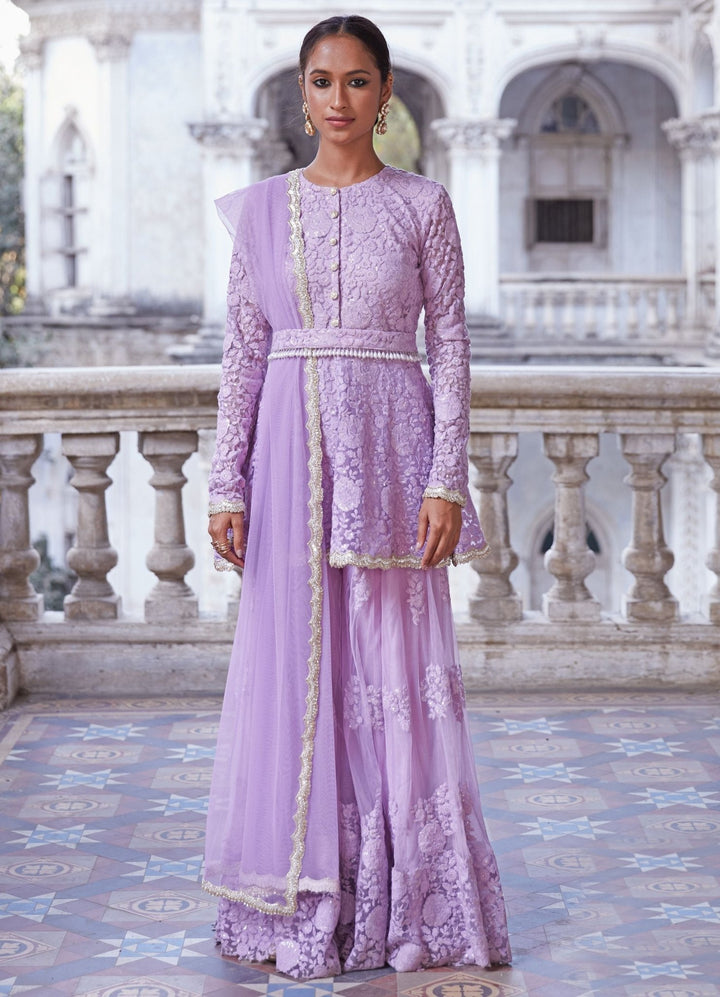 Chaya Lilac Kurta Sharara Set Renee - Fabilicious Fashion