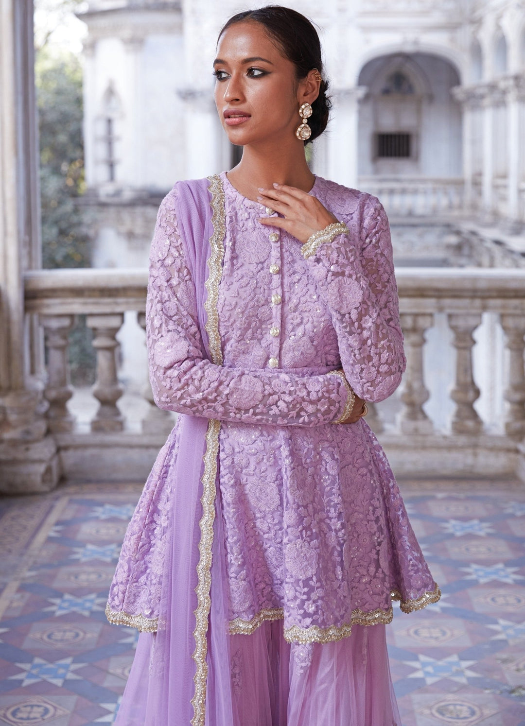 Chaya Lilac Kurta Sharara Set Renee - Fabilicious Fashion