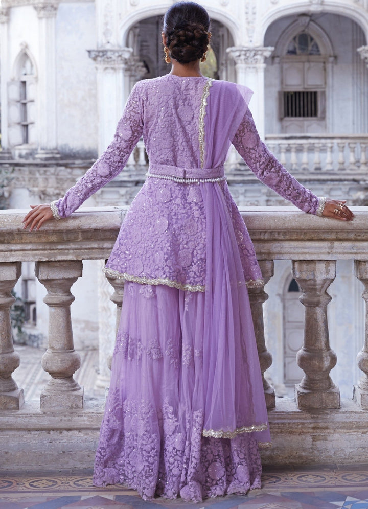 Chaya Lilac Kurta Sharara Set Renee - Fabilicious Fashion
