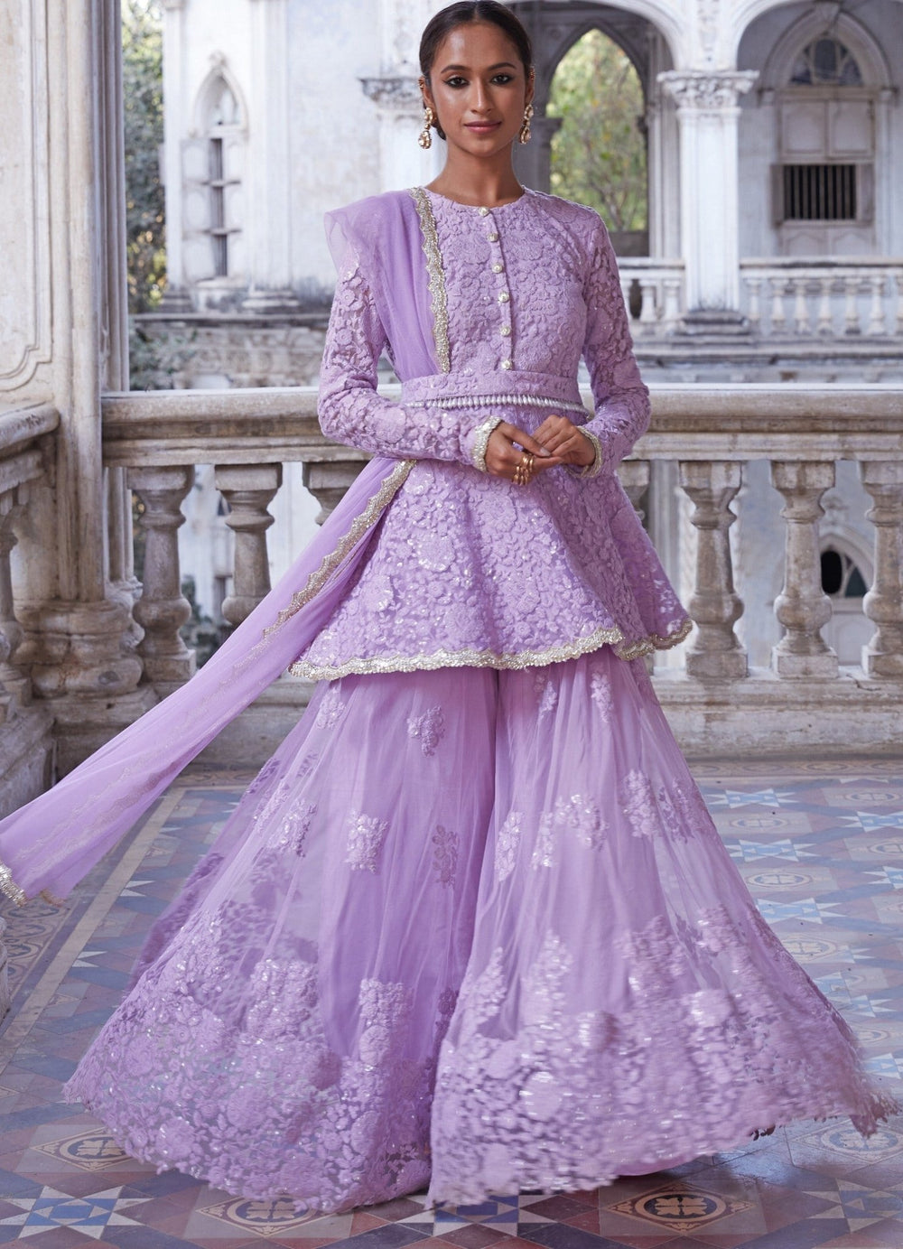 Chaya Lilac Kurta Sharara Set Renee - Fabilicious Fashion