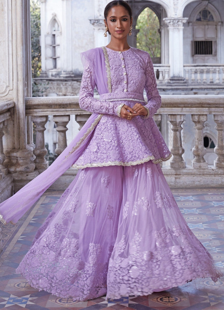 Chaya Lilac Kurta Sharara Set Renee - Fabilicious Fashion