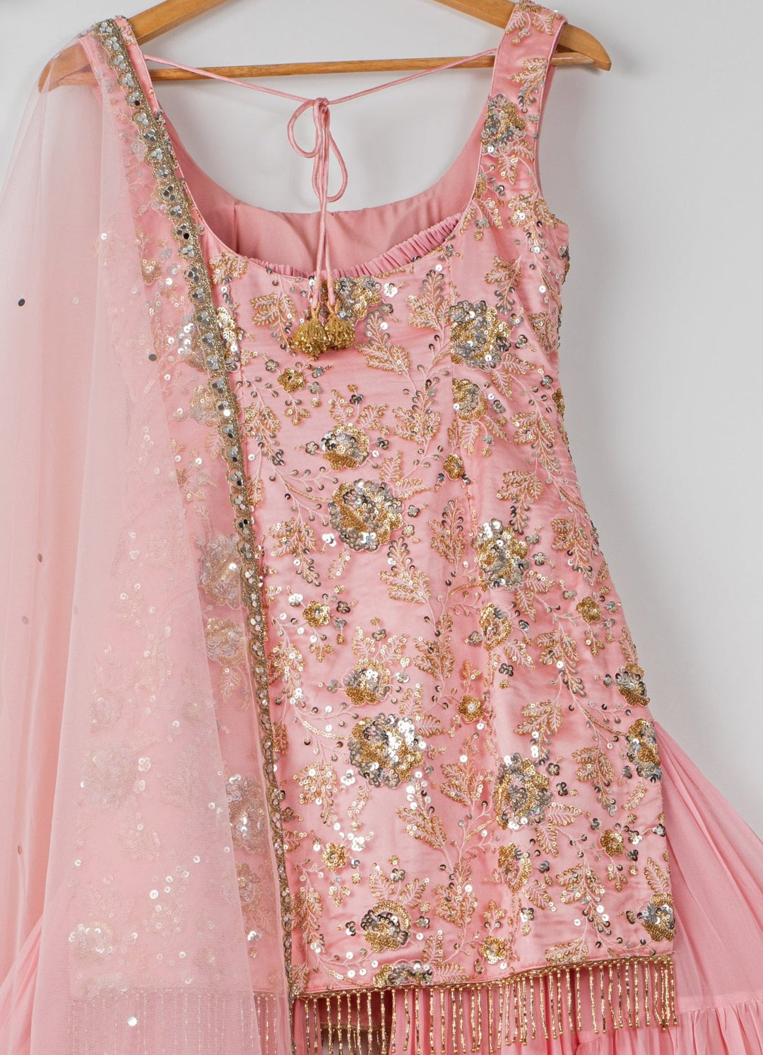 Cherry Blossom Sequinned Kurta Sharara Set Anisha Shetty - Fabilicious Fashion