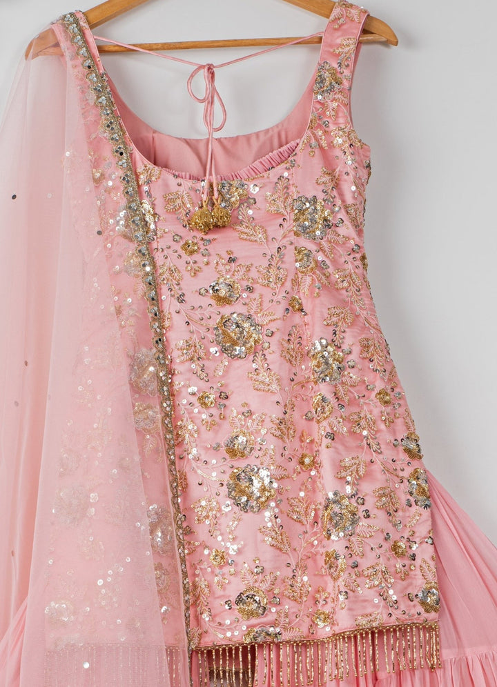 Cherry Blossom Sequinned Kurta Sharara Set Anisha Shetty - Fabilicious Fashion
