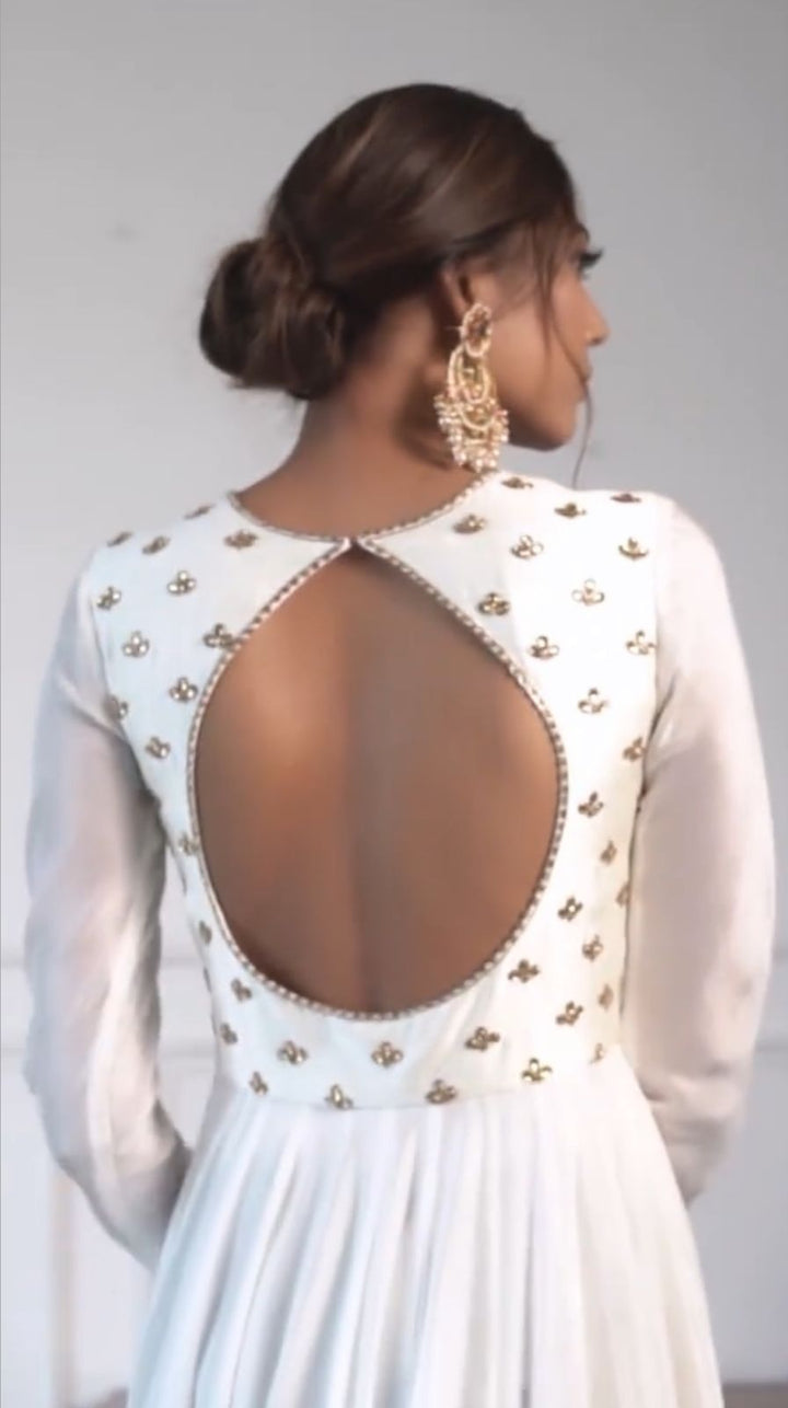Classic White Anarkali Set Fabilicious Fashion - Fabilicious Fashion