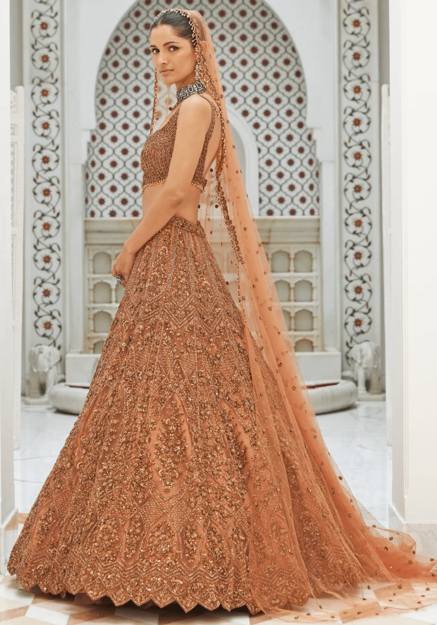 Copper Bridal Lehenga Set Nitika Gujral - Fabilicious Fashion