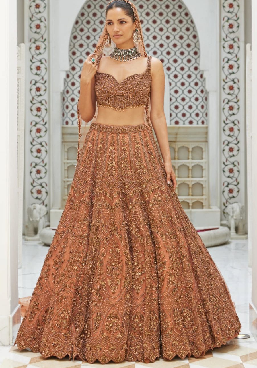 Copper Bridal Lehenga Set Nitika Gujral - Fabilicious Fashion