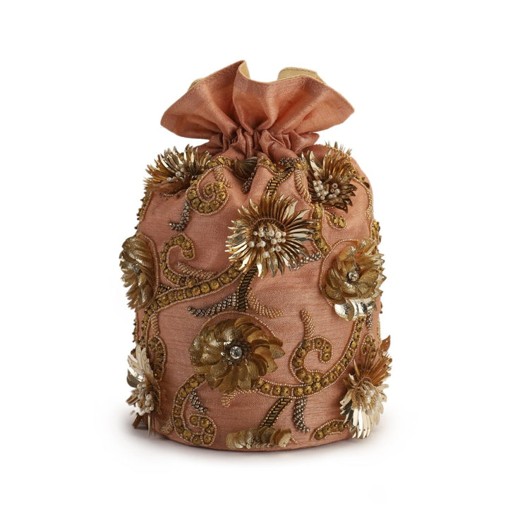 Coral Gold Potli The Purple Sack - Fabilicious Fashion
