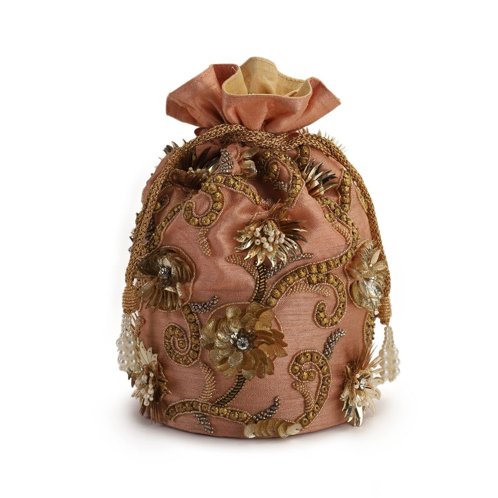 Coral Gold Potli The Purple Sack - Fabilicious Fashion