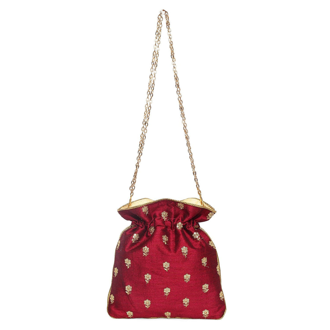 Crimson Gold Potli The Purple Sack - Fabilicious Fashion