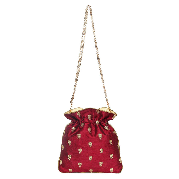 Crimson Gold Potli The Purple Sack - Fabilicious Fashion