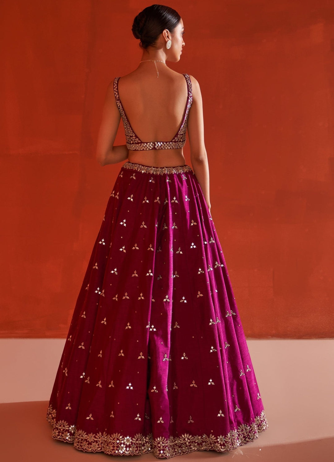 Crimson Raw Silk Lehenga Set with Net Dupatta Angad Singh - Fabilicious Fashion