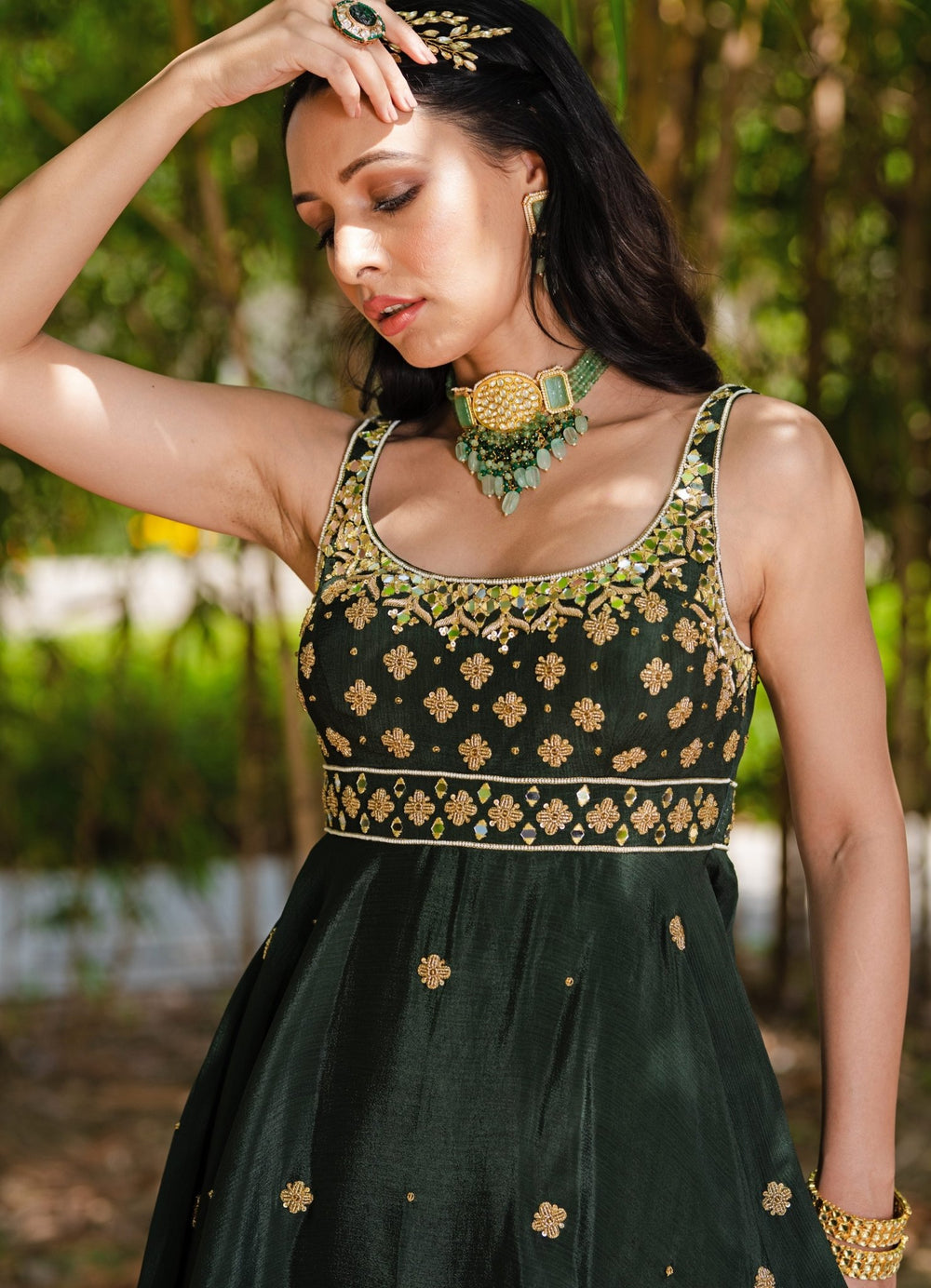 Dark Green Aaisha Peplum Kurta and Sharara Set Rashika Sharma - Fabilicious Fashion