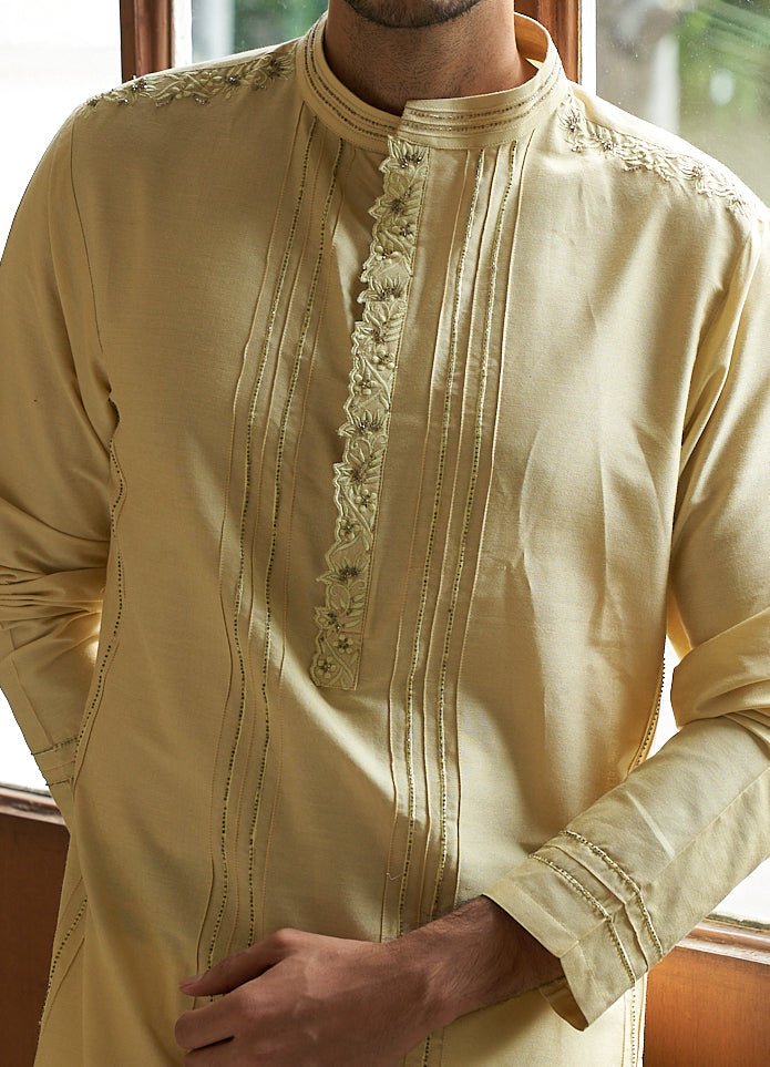 Dawn Green Kurta Set Contrast by Parth - Fabilicious Fashion