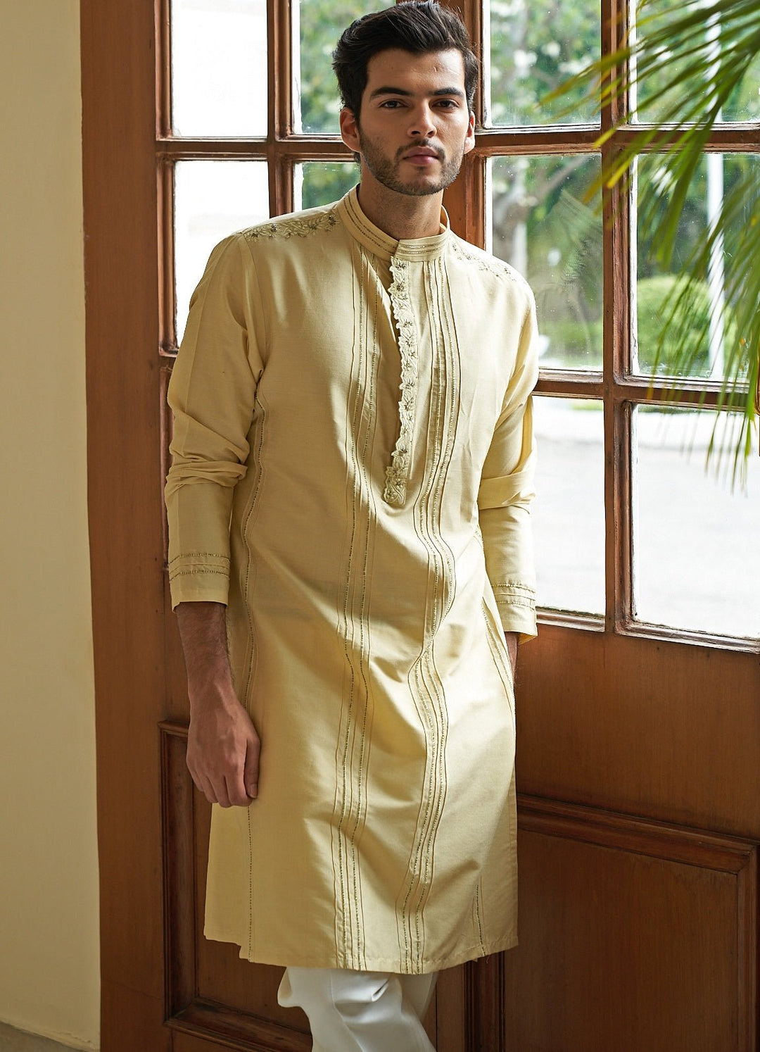Dawn Green Kurta Set Contrast by Parth - Fabilicious Fashion