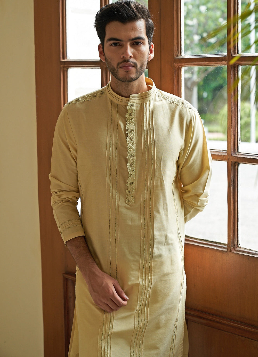 Dawn Green Kurta Set Contrast by Parth - Fabilicious Fashion