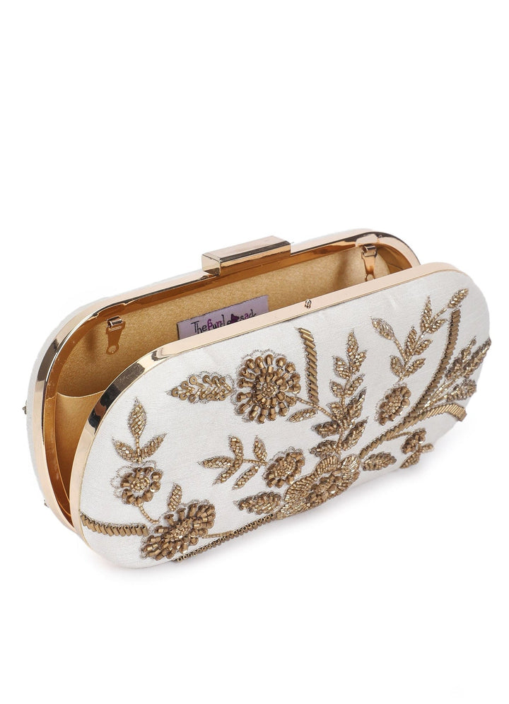 Dazzling Beige Clutch The Purple Sack - Fabilicious Fashion