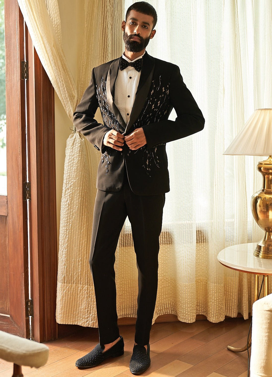 Dazzling Tuxedo Set Contrast by Parth - Fabilicious Fashion