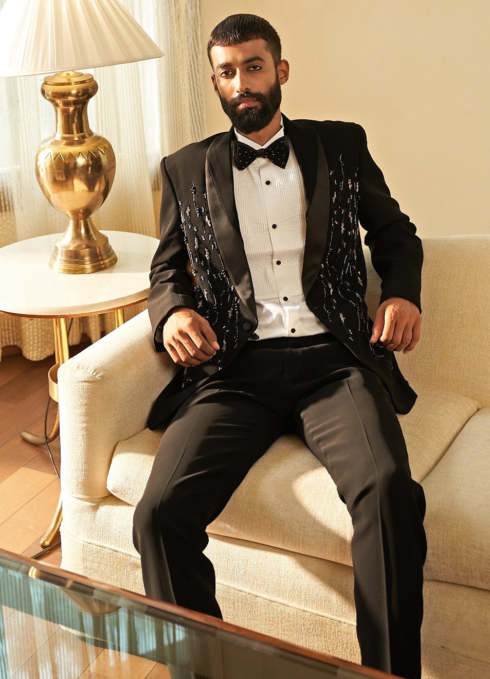 Dazzling Tuxedo Set Contrast by Parth - Fabilicious Fashion