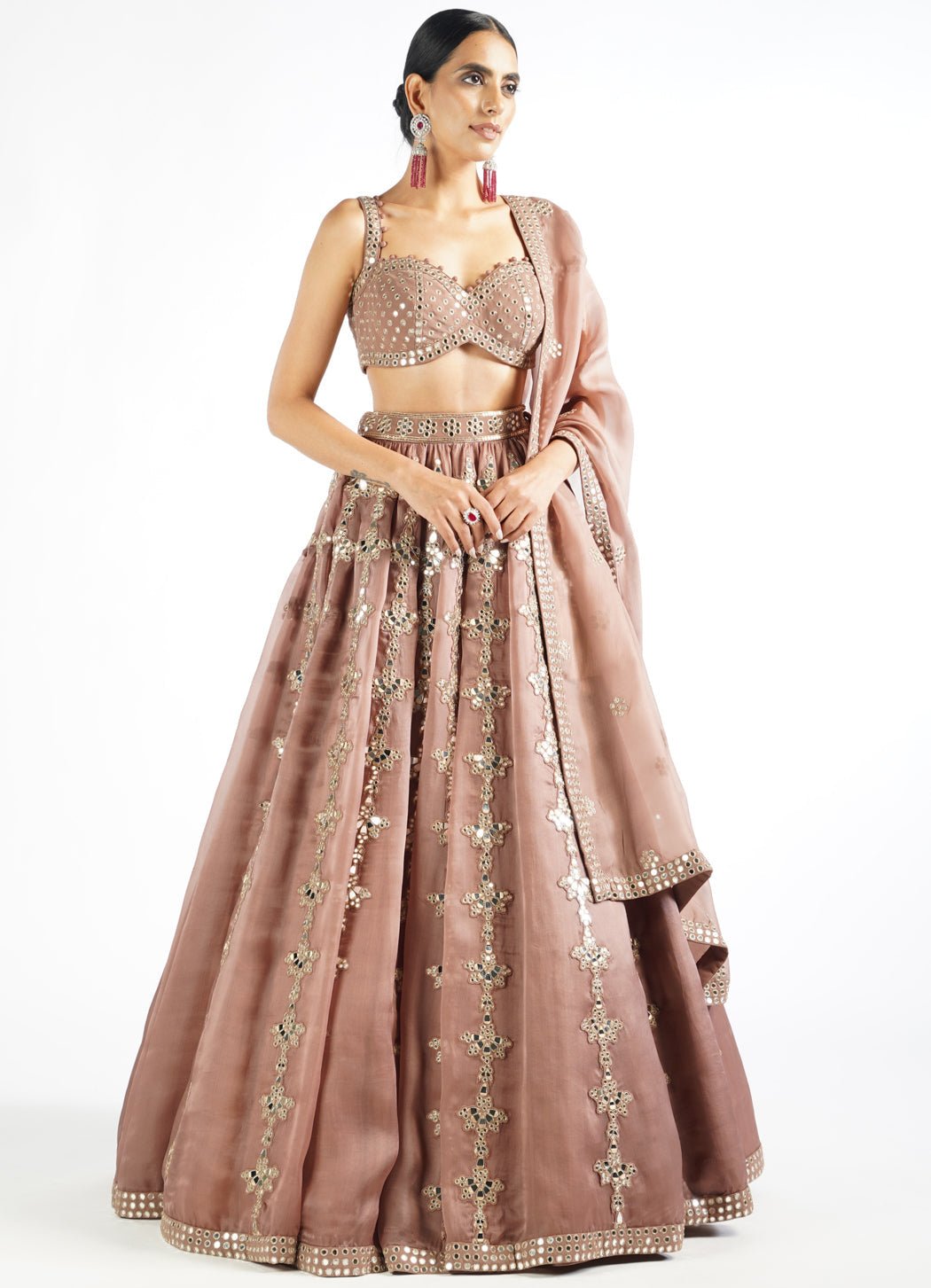 Deep Beige Chandelier Drop Lehenga Set Vvani by Vani Vats - Fabilicious Fashion