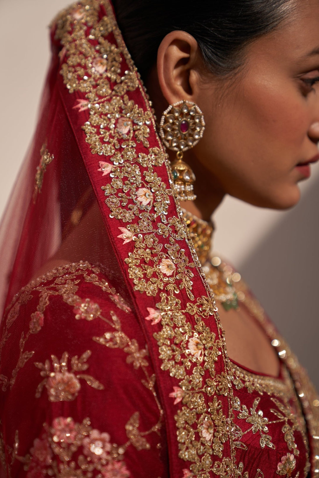 Deep Crimson Red Double Dupatta Lehenga Set Angad Singh - Fabilicious Fashion