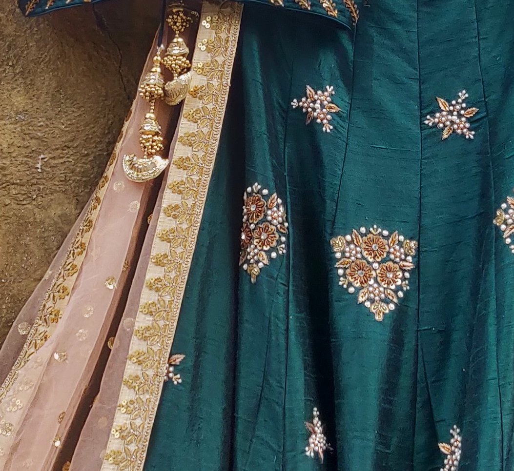 Deep Forest Green Embroidered Lehenga Set Priti Sahni - Fabilicious Fashion