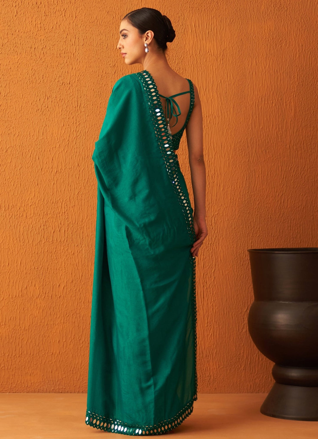 Deep Green Embellished Silk Saree With Blouse Angad Singh - Fabilicious Fashion