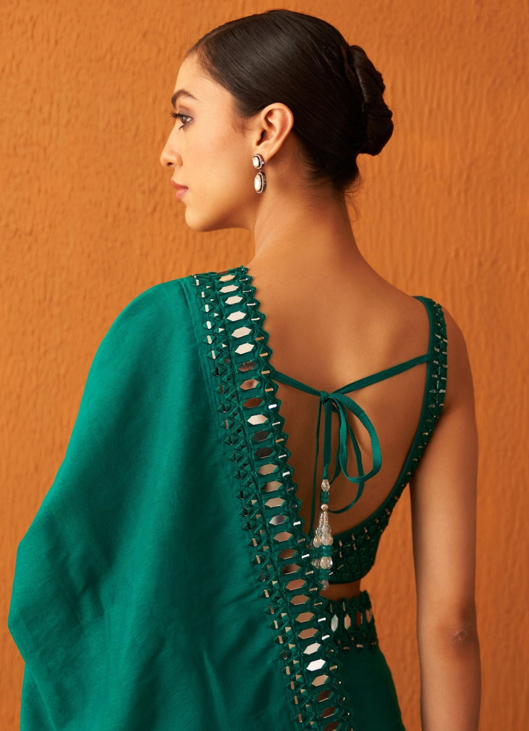 Deep Green Embellished Silk Saree With Blouse Angad Singh - Fabilicious Fashion
