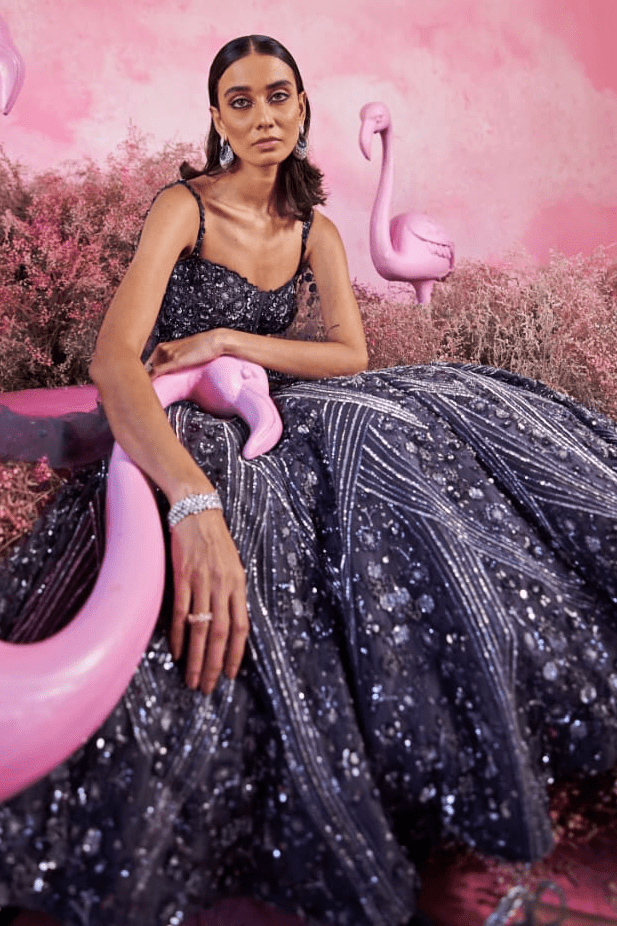 Deep Purple Embroidered Gown Parul Gandhi - Fabilicious Fashion